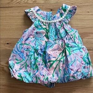 Lilly Pulitzer Pink and Blue Floral Romper Baby, 6-12 months